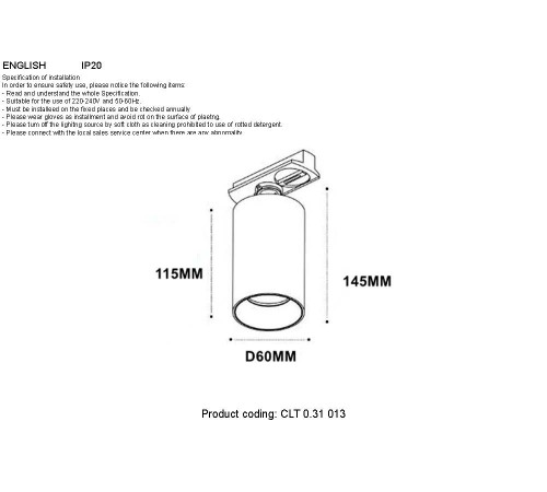 Светильник однофазный Crystal Lux CLT 0.31 013 BL-BL Светильник однофазный Crystal Lux CLT 0.31 013 BL-BL