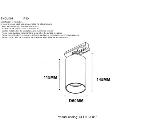 Светильник однофазный Crystal Lux CLT 0.31 013 WH-WH Светильник однофазный Crystal Lux CLT 0.31 013 WH-WH