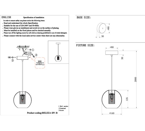 Светильник подвесной Crystal Lux BELEZA SP1 B CHROME Светильник подвесной Crystal Lux BELEZA SP1 B CHROME