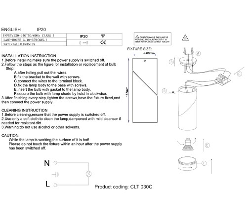 Светильник потолочный Crystal Lux CLT 030C WH Светильник потолочный Crystal Lux CLT 030C WH