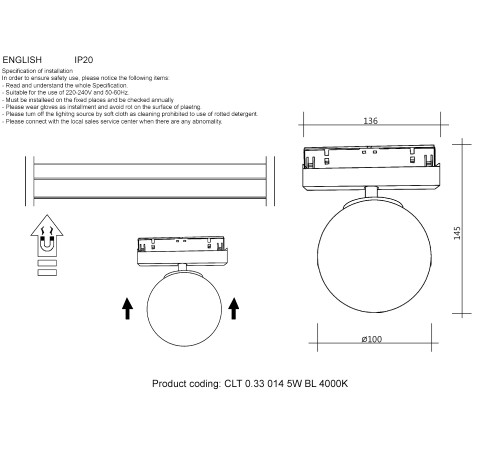 Светильник трековый магнитный Crystal Lux CLT 0.33 014 5W BL 4000K Светильник трековый магнитный Crystal Lux CLT 0.33 014 5W BL 4000K