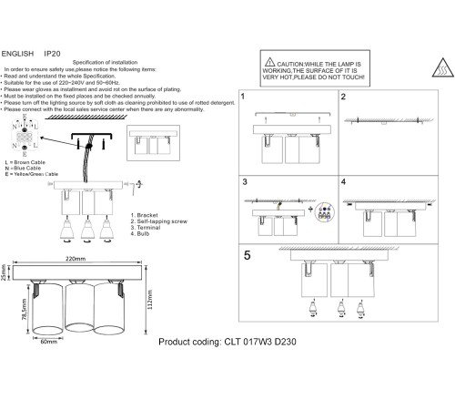 Светильник потолочный Crystal Lux CLT 017W3 D230 WH Светильник потолочный Crystal Lux CLT 017W3 D230 WH