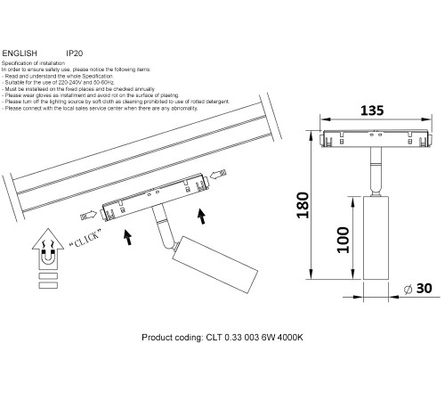 Светильник трековый магнитный Crystal Lux CLT 0.33 003 6W WH 4000К Светильник трековый магнитный Crystal Lux CLT 0.33 003 6W WH 4000К