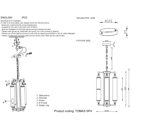 Люстра Crystal Lux TOMAS SP4 BRASS Люстра Crystal Lux TOMAS SP4 BRASS
