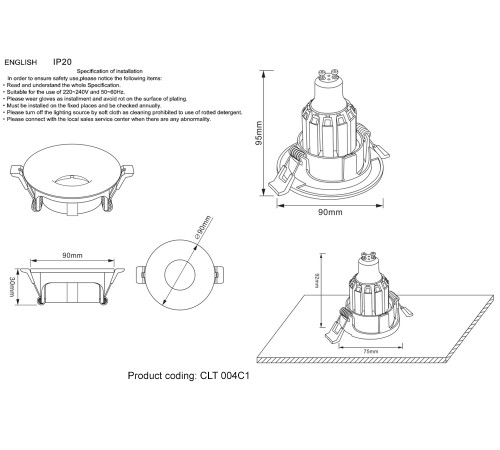 Светильник встраиваемый Crystal Lux CLT 004C1 BL Светильник встраиваемый Crystal Lux CLT 004C1 BL