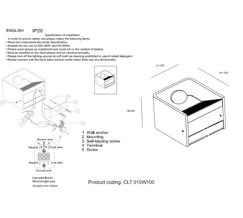 Бра Crystal Lux CLT 010W100 WH Бра Crystal Lux CLT 010W100 WH