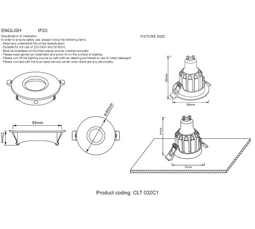 Светильник встроенный Crystal Lux CLT 032C1 WH Светильник встроенный Crystal Lux CLT 032C1 WH