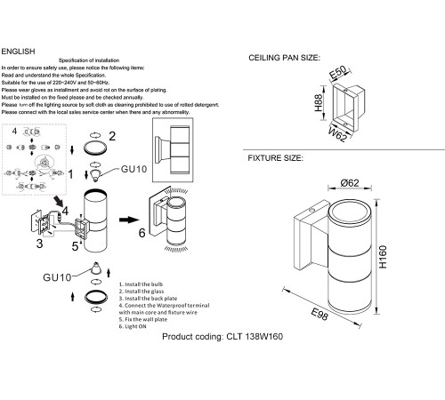 Бра Crystal Lux CLT 138W160 BL Бра Crystal Lux CLT 138W160 BL