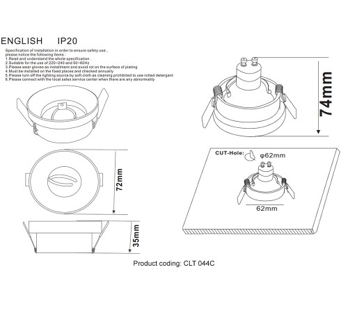 Светильник встраиваемый Crystal Lux CLT 044C CH Светильник встраиваемый Crystal Lux CLT 044C CH