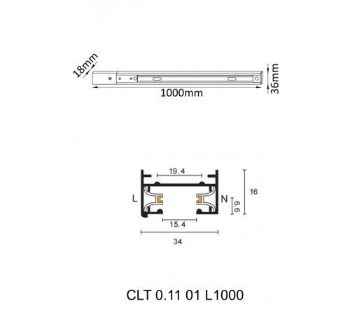 Шинопровод однофазный с питанием и заглушкой Crystal Lux CLT 0.11 01 L1000 BL Шинопровод однофазный с питанием и заглушкой Crystal Lux CLT 0.11 01 L1000 BL