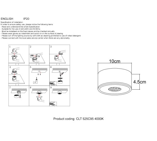 Светильник потолочный Crystal Lux CLT 525C95 WH 4000K Светильник потолочный Crystal Lux CLT 525C95 WH 4000K