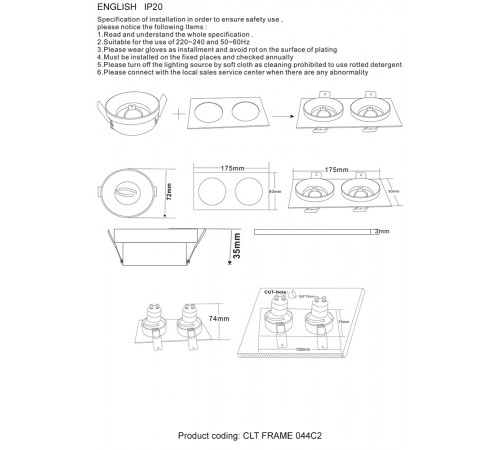 Декоративная рамка Crystal Lux CLT FRAME 044C2 BL Декоративная рамка Crystal Lux CLT FRAME 044C2 BL