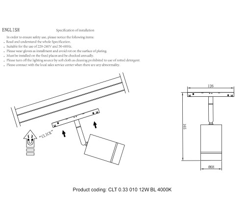 Светильник трековый магнитный Crystal Lux CLT 0.33 010 12W BL 4000K Светильник трековый магнитный Crystal Lux CLT 0.33 010 12W BL 4000K