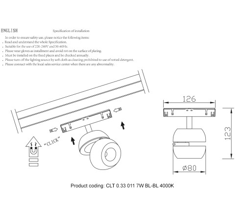 Светильник трековый магнитный Crystal Lux CLT 0.33 011 7W BL-BL 4000K Светильник трековый магнитный Crystal Lux CLT 0.33 011 7W BL-BL 4000K