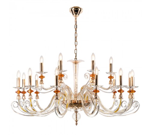 Люстра Crystal Lux CATARINA SP12+6 V2 GOLD/TRANSPARENT-COGNAC Люстра Crystal Lux CATARINA SP12+6 V2 GOLD/TRANSPARENT-COGNAC