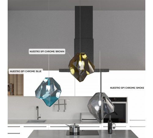 Светильник подвесной Crystal Lux NUESTRO SP1 CHROME/BLUE Светильник подвесной Crystal Lux NUESTRO SP1 CHROME/BLUE