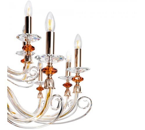 Люстра Crystal Lux CATARINA SP12+6 V2 GOLD/TRANSPARENT-COGNAC Люстра Crystal Lux CATARINA SP12+6 V2 GOLD/TRANSPARENT-COGNAC