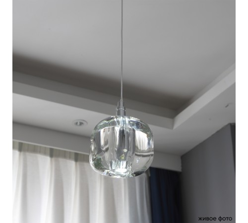 Светильник подвесной Crystal Lux BOX SP1 CHROME/TRANSPARENT Светильник подвесной Crystal Lux BOX SP1 CHROME/TRANSPARENT