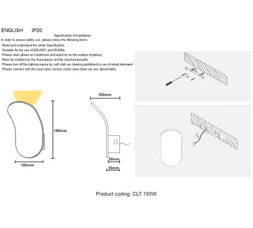 Бра Crystal Lux CLT 150W BL Бра Crystal Lux CLT 150W BL