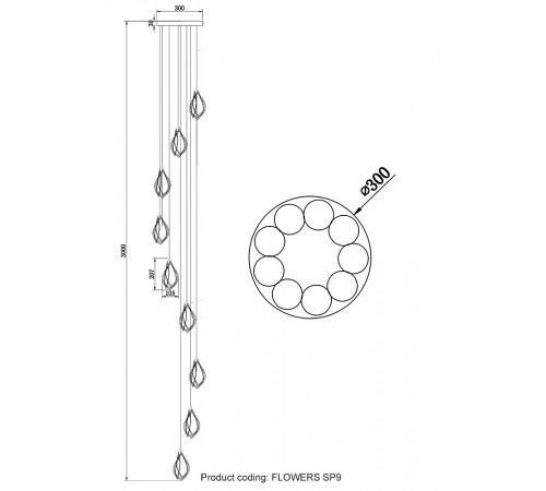 Светильник подвесной Crystal Lux FLOWERS SP9 Светильник подвесной Crystal Lux FLOWERS SP9