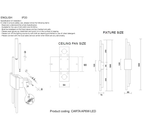 Бра Crystal Lux CARTA AP6W LED WHITE/CHROME Бра Crystal Lux CARTA AP6W LED WHITE/CHROME