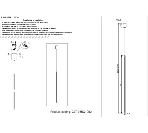 Светильник подвесной Crystal Lux CLT 035C1000 BL Светильник подвесной Crystal Lux CLT 035C1000 BL