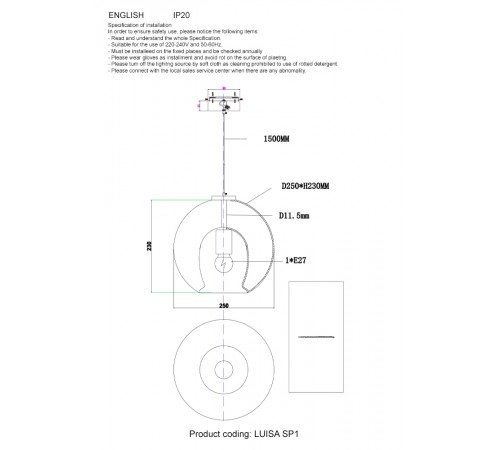 Светильник подвесной Crystal Lux LUISA SP1 BRASS/TRANSPARENT Светильник подвесной Crystal Lux LUISA SP1 BRASS/TRANSPARENT