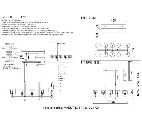 Люстры Crystal Lux MAESTRO SP-PL10 L1100 CHROME