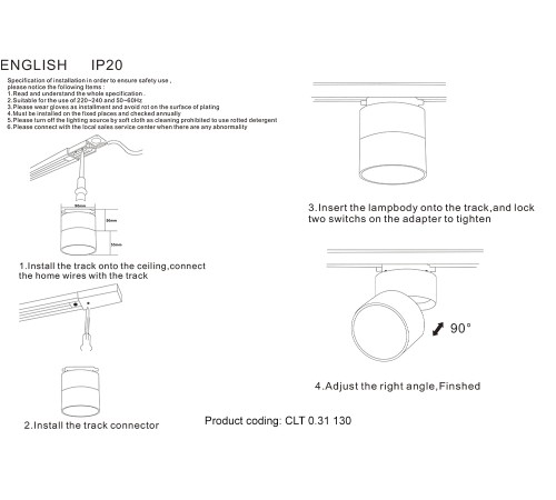 Светильник трековый однофазный Crystal Lux CLT 0.31 130 BL Светильник трековый однофазный Crystal Lux CLT 0.31 130 BL
