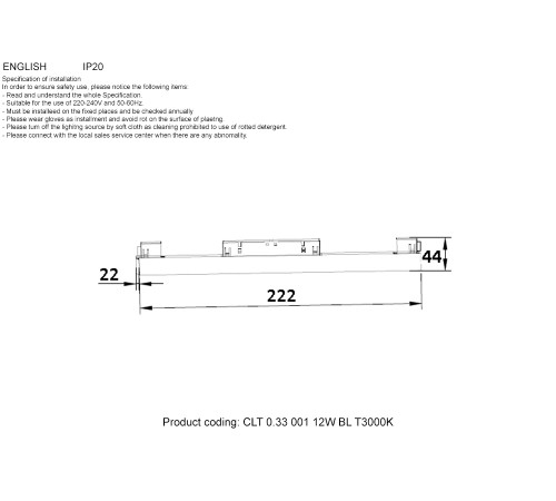 Светильник трековый магнитный Crystal Lux CLT 0.33 001 12W BL T3000K Светильник трековый магнитный Crystal Lux CLT 0.33 001 12W BL T3000K